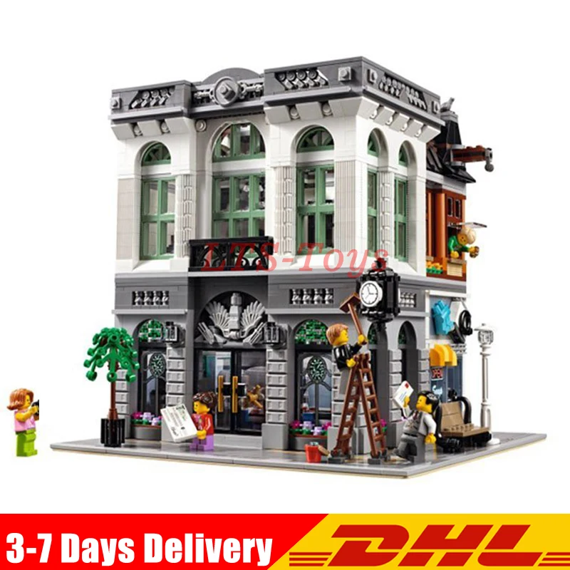 

IN Stock DHL LEPIN 15001 2413Pcs Brick Bank Model Building Kits Blocks Bricks Toy Compatible legoed With 10251 MOC Gifts