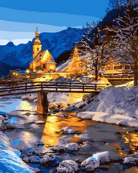 

Frameless oil painting by numbers paint by number for home decor oil picture painting 5065cm bridge and stream