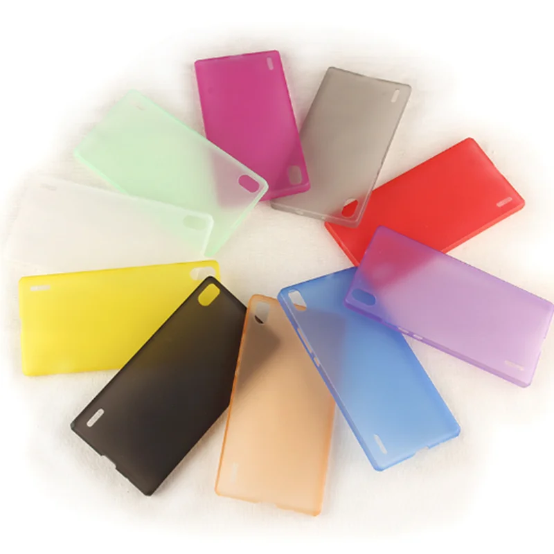 

Free shipping 0.3mm Ultra Thin Matte Clear Slim Case Hood Skin Transparent Cover for Huawei Ascend P7 10colors