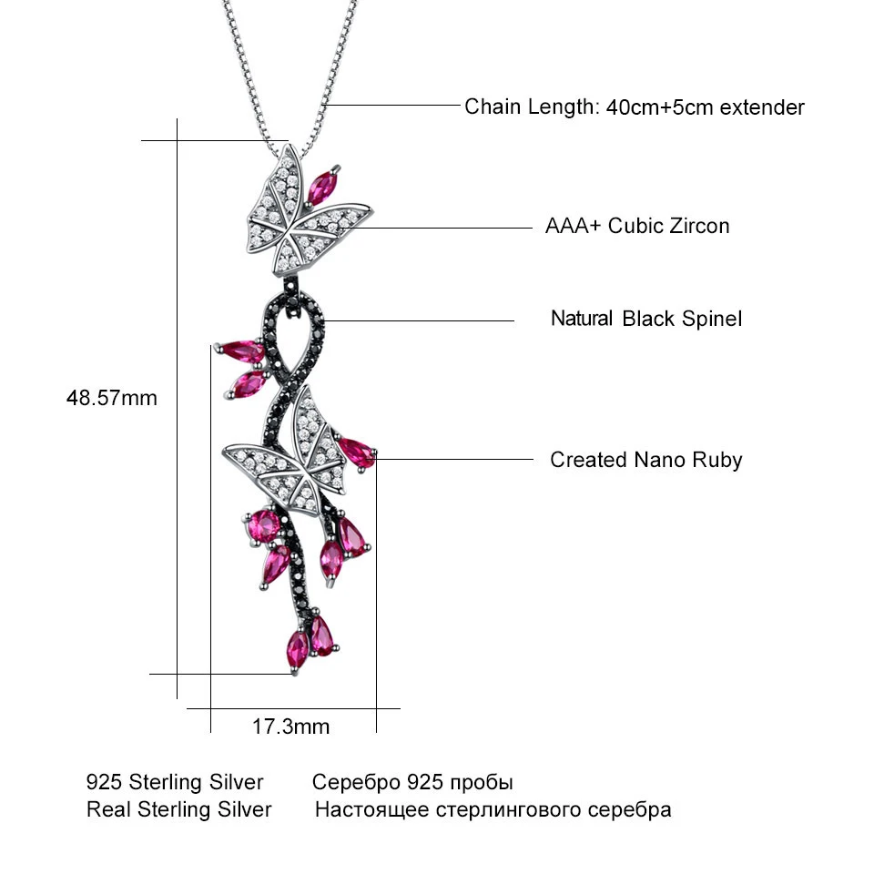 UMCHO Ruby silver sterling necklace pendant foe women NUJ021R-1 (8)