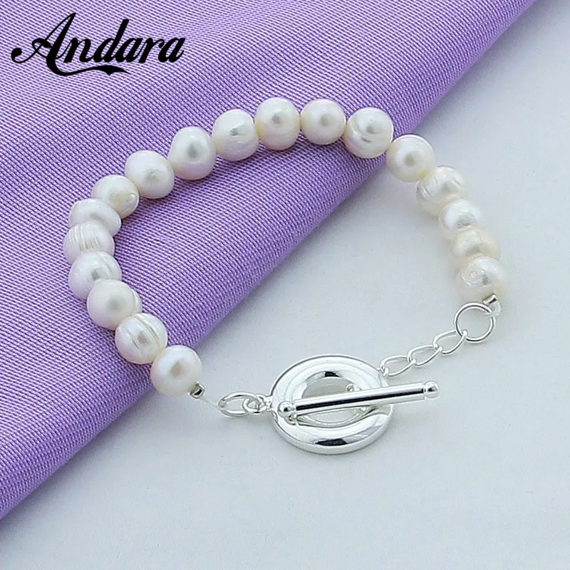 

AAA Quality Fashion 925 Silver Jewelry Natural Freshwater Pearl Bracelet Women Bracelet for Wedding Fine Jewelry