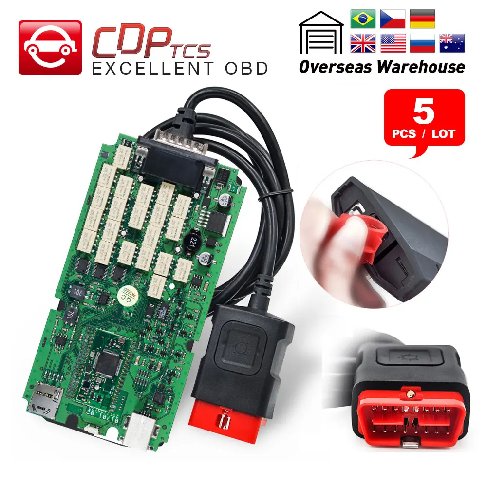 

5pcs cdp tcs pro tcs cdp plus A+ Quality single green board cars trucks bluetooth 2015.R3 keygen OBD2 auto diagnostic tool