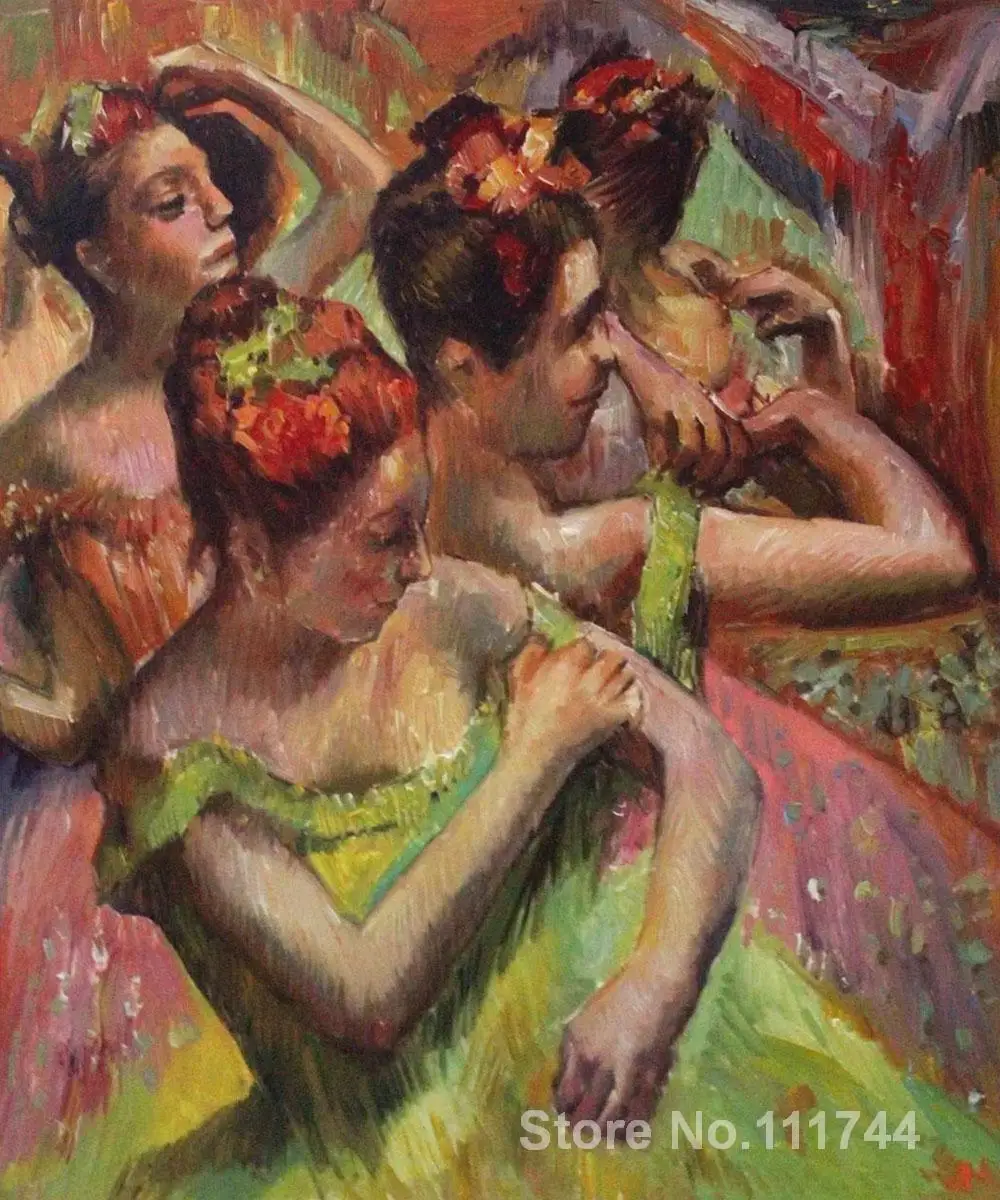 Romantic paintings dancers Ballerinas Adjusting Their Dresses Edgar Degas canvas art High quality hand painted | Дом и сад