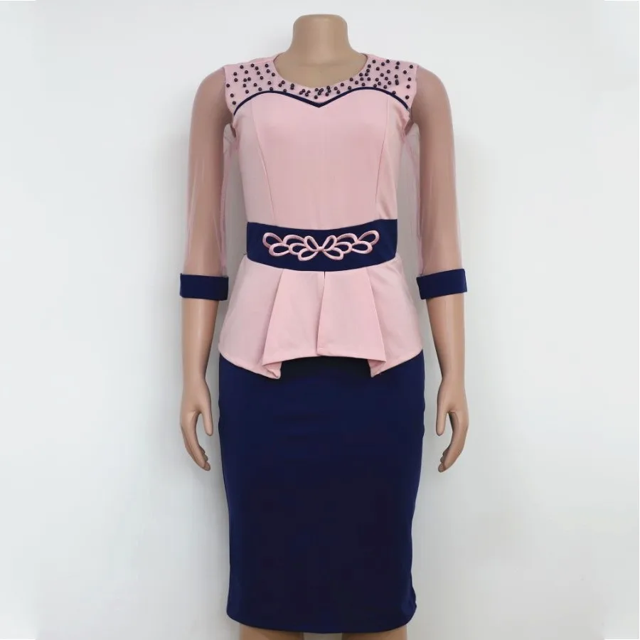 

African Dresses For Women 2019 New See Through Embroidery Dress Patchwork Dress Elegant Dashiki African Lady Africa Clothes