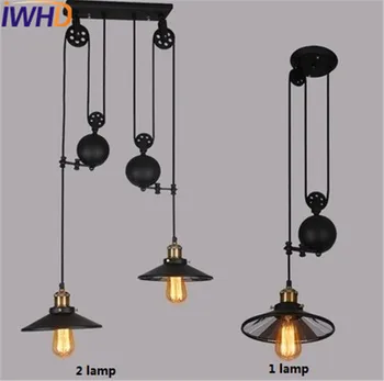 

Loft Style Glass Mirror Lift Pulley Droplight Edison Vintage Pendant Light Fixtures For Dining Room Industrial Lamp Lamparas