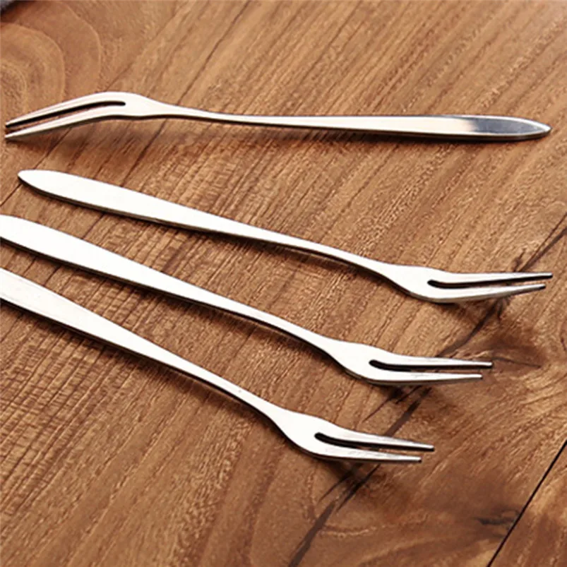 1PC Fork Stainless Steel Fruit Fork Dessert Cake Fork Salad Tableware Small Fork Cutlery Hotel Restaurant Party Supplies 40JY297