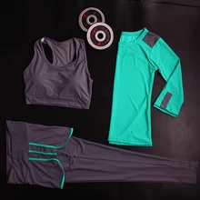 3 pcs Professional Yoga Set Quick Dry Workout Sport Suit Tights Sexy Yoga Leggings Pants+Top+Bra Gym Clothes Tracksuit For Women