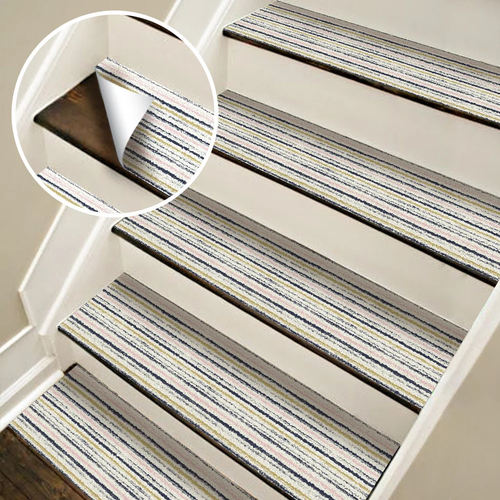 

New Stair Mat Stepping Non-slip Home Self-adhesive Rotating Color Stripe Tread Mat PVC Wall Sticker Home Decoration Innovation