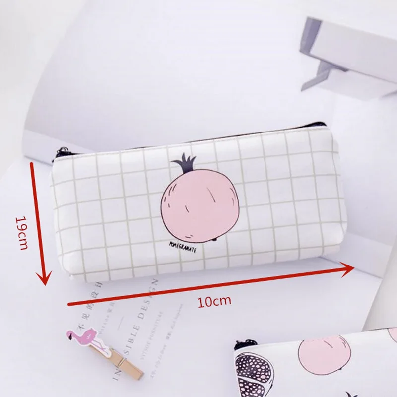 Simple Fruit Pattern Cosmetic Bag Women Casual Travel Canvas Makeup Zipper Storage Bag Pouch Large Capacity Toiletry Neceser Kit