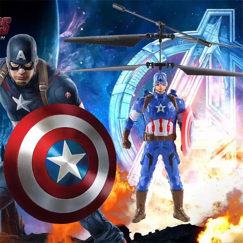 

2018 Anti-drop Helicopter Toy the avengers Flying Spiderman Iron Batman Superman Captain America Kids Action Figures toy026