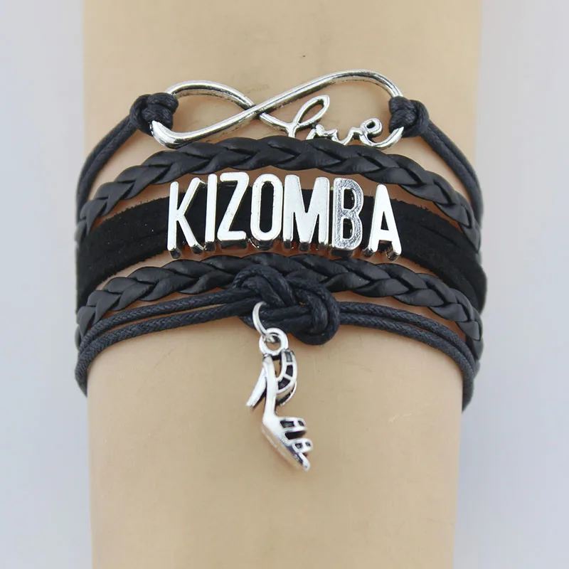 

Wholesale Infinity Love Kizomba Bracelets Highheels Charm Handmade Rope Leather Bangles For Women Men Jewelry Custom