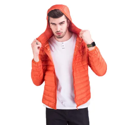 Кораллово-Красный Hoffen Для мужчин; зимняя куртка 90% Белые куртки-пуховики мужской с капюшоном Ultra Light Packable Пуховики и парки для мужчин тонкий Повседневные куртки Пальто для будущих мам - Цвет: Кораллово-Красный