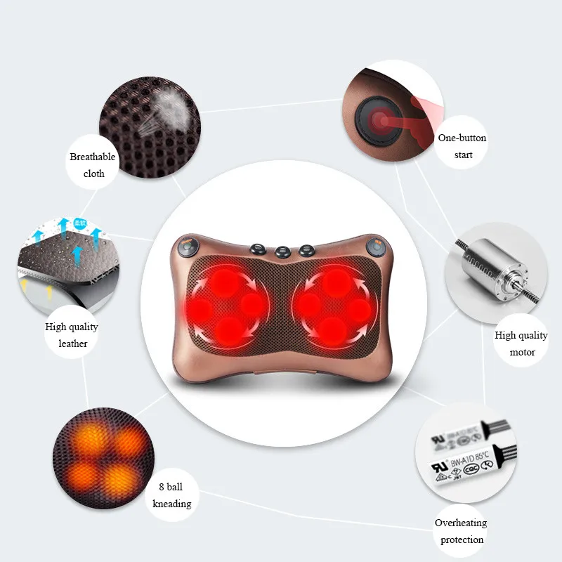 Расслабляющий массаж Подушка вибратор Электрический плечо назад Отопление разминание инфракрасная терапия для массаж шеи шиацу