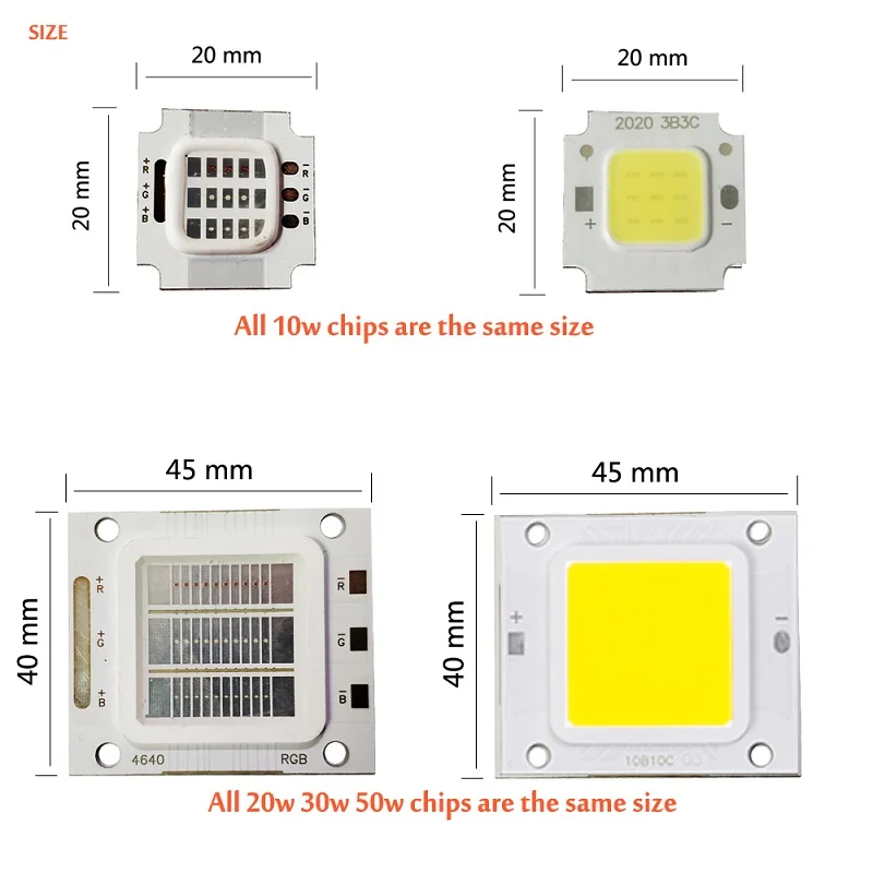 10 Вт 20 30 50 100 высокомощный SMD светодиодный светильник RGB УФ COB лампа сделай сам