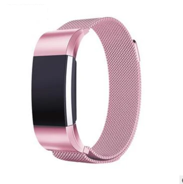 S/L Регулируемый магнитный Миланцы ремешок для Fitbit Charge 2 браслет Нержавеющая сталь металлический ремешок для Fitbit часы+ разъем - Цвет: rose pink