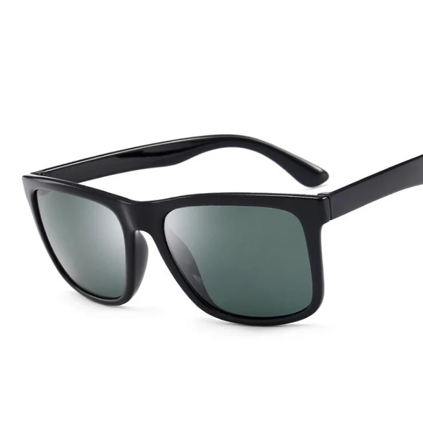 Поляризационные солнцезащитные очки, мужские, коричневые линзы, для вождения, спортивные, солнцезащитные очки для мужчин и женщин, квадратный цвет, зеркальные, ретро очки - Цвет линз: B Black Drak Green