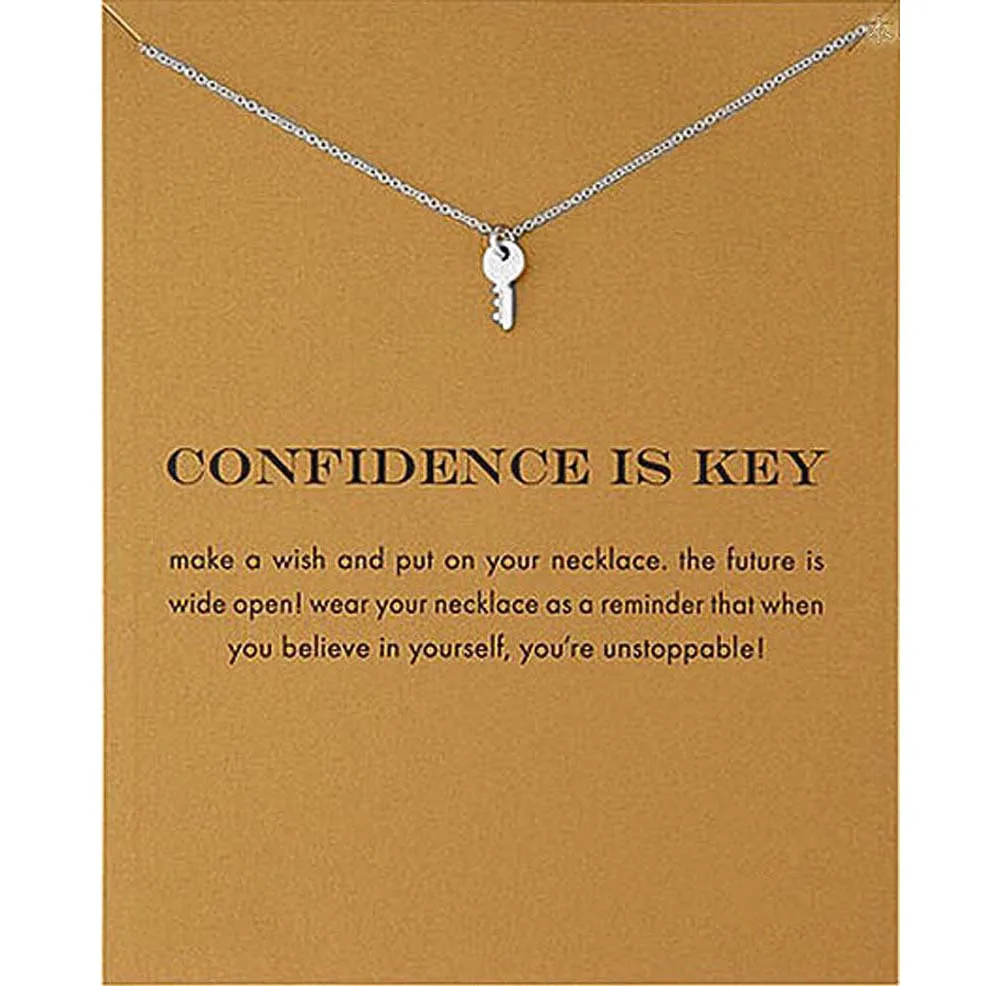 Fashion Key Pendant Necklace For Women Choker Necklace Jewelry Wholesale Gold Color Chain Jewellery With Gift Necklace With Card