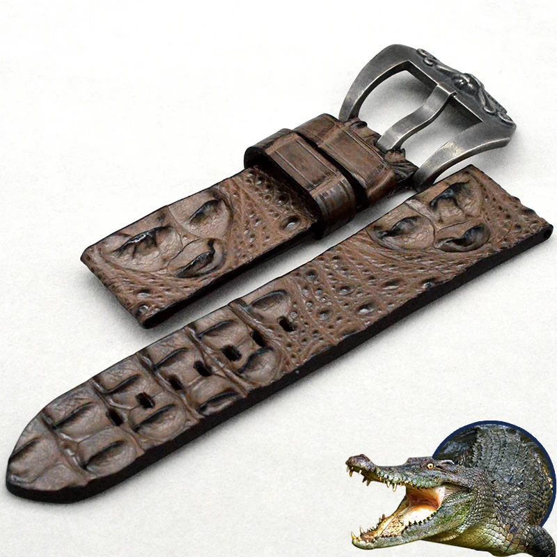 

high quality real leather handmade crocodile fashion mens watches leather strap