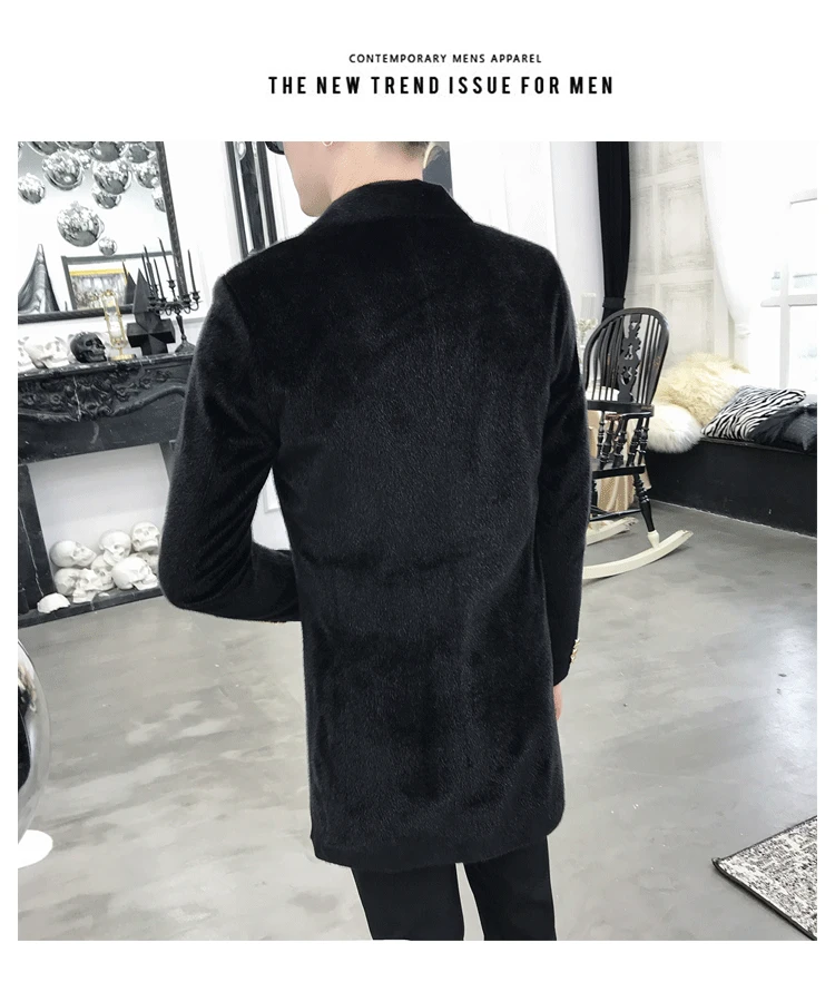 Модный мужской зимний сохраняющий тепло высококачественный норковый шерстяной Тренч/Мужской приталенный мужской s приталенный шерстяной Блейзер Куртки S-XXXL