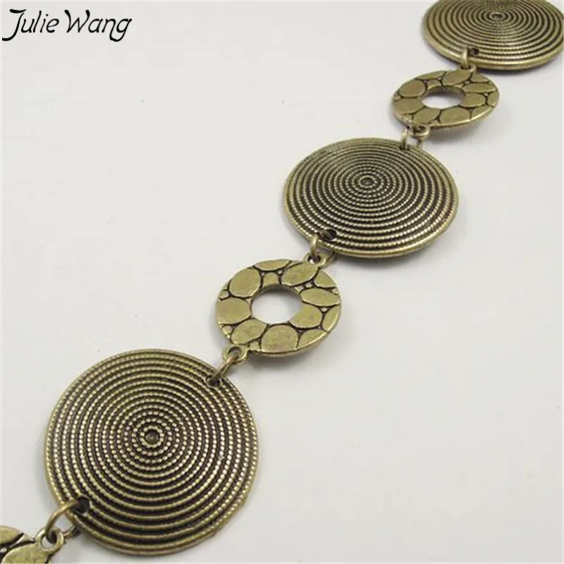 

Julie Wang 1M Length Antique Bronze Hollow Round Concentric Circles Combined Alloy Link Chain Making Necklace Bracelet 30*30*2mm