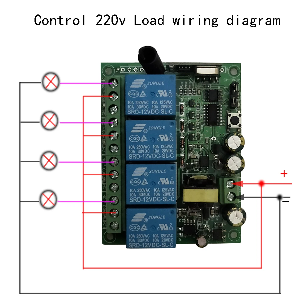 AC 220V 4CH 4 CH беспроводной переключатель системы дистанционного управления беспроводной светильник релейный модуль радиоприемник передатчик 315/433Mhz