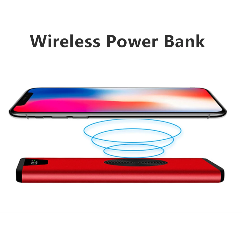 High Power 20000mAh QI Wireless Charger For iphone X 8 Plus Fast Charging Car Charger For