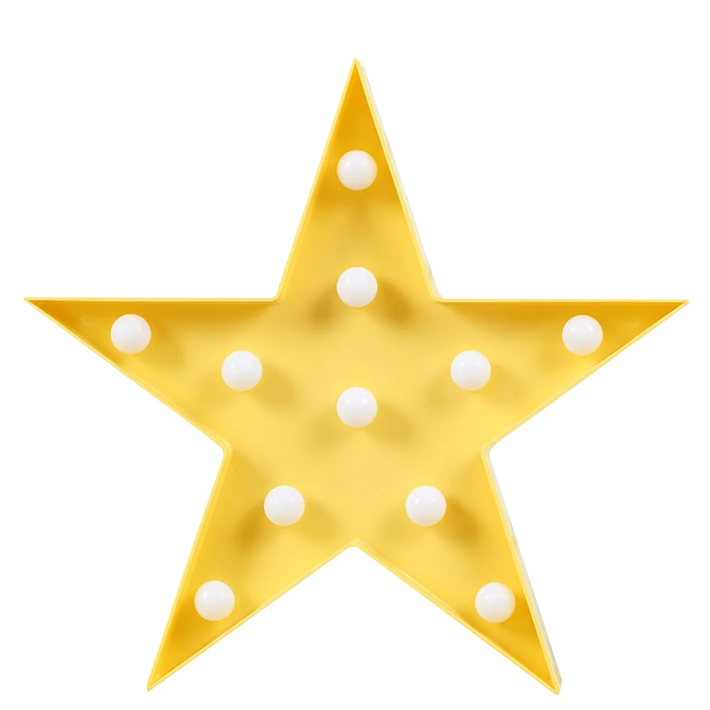Подарок на день Святого Валентина 3D светодиодный пластиковый светильник со звездами бабочками и буквами светодиодный светильник с короной для дома, вечерние, свадебные украшения - Испускаемый цвет: Star Yellow
