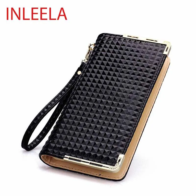INLEELA 2016 The Most Popular Women Long Wallet Quilted Vintage Coin Purse Fashion and Soft Large Card Holder