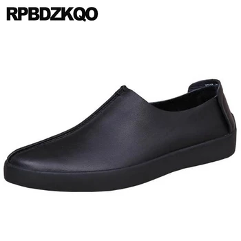 

Comfort Real Leather New Black Slip On Men Shoes Casual Fashion Designer 2018 Spring And Autumn Genuine High Quality Rubber