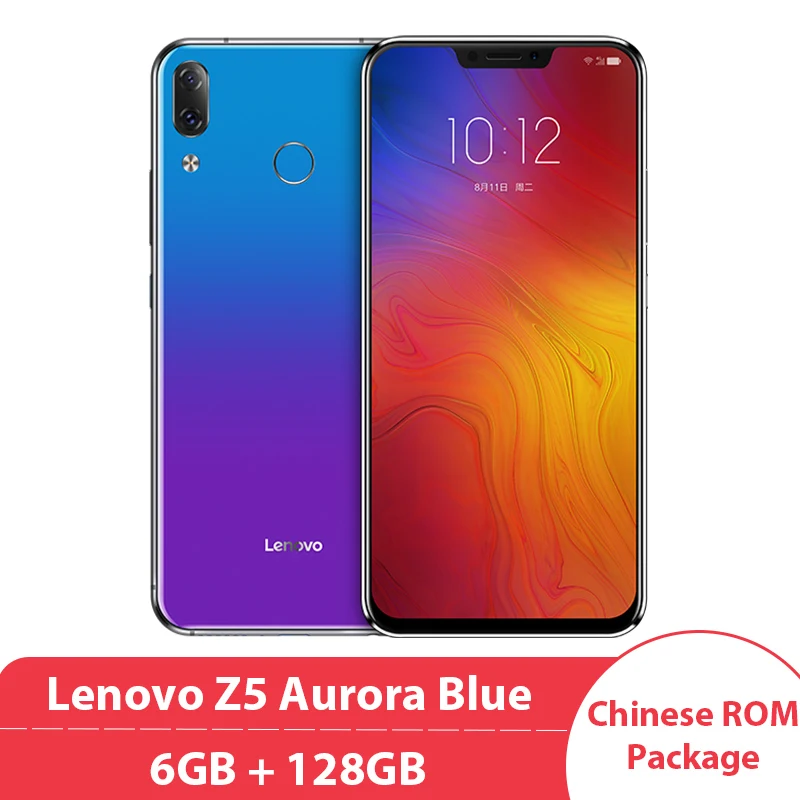 Lenovo Z5 6 ГБ 128 Snapdragon 636 Восьмиядерный мобильный телефон 19:9 Экран 6,2 дюймов Android 8,1 16MP 8MP двойная задняя камера мобильного телефона - Цвет: Aurora Blue