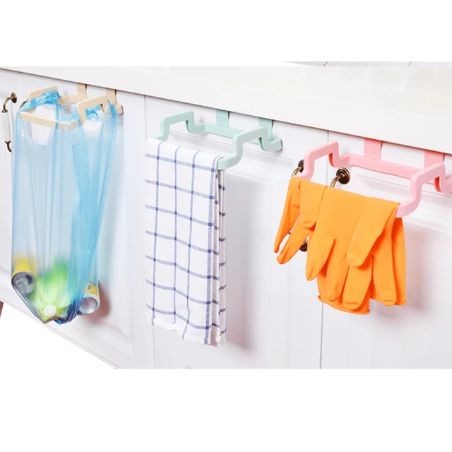 Best Offers Plastic Garbage Bag Shelf Towel Rack Storage Hook for Kitchen Cabinet Door Back