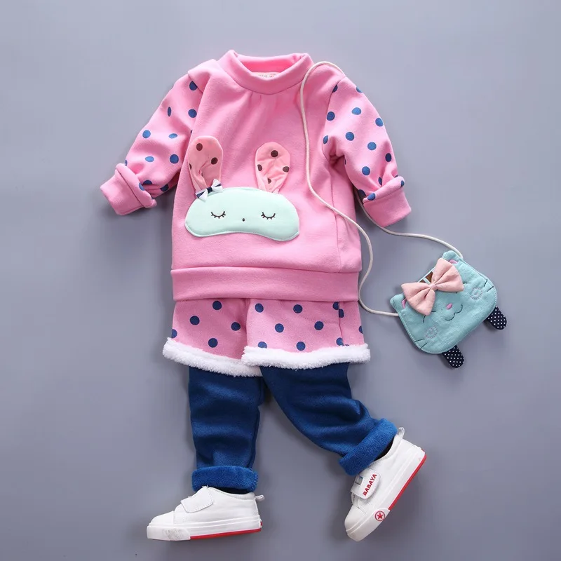 2018 New Winter Clothing Cuties Suit Two Pieces Baby Girls Coat+pant Kids Sets 3 Colors 0 4 Ages