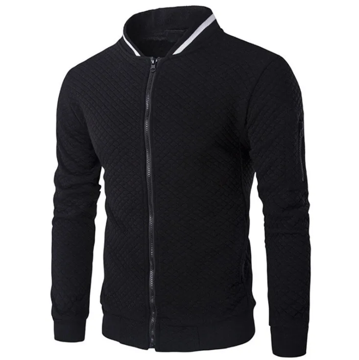 

men Sweatshirt Plaid stitching zipper stand collar baseball menswear Hoodies Sweatshirt sporting Tracksuits hoody