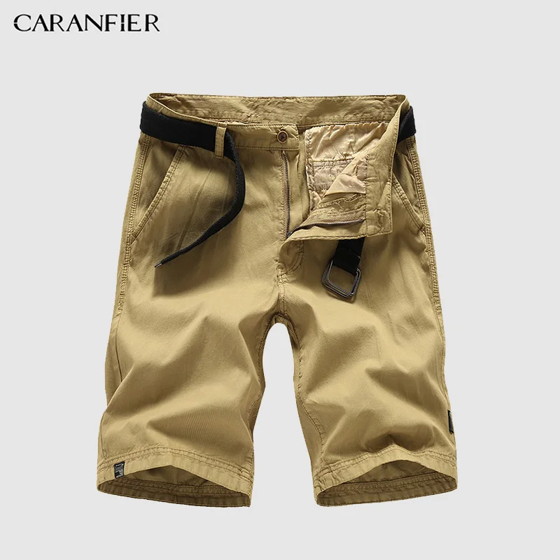 CARANFIER мужские шорты Карго летние Дизайнерские однотонные повседневные Прямые шорты с карманами Homme хлопковые модные брендовые шорты для мужчин