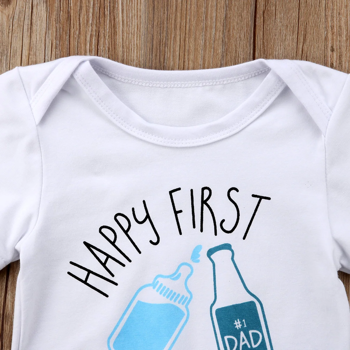 الوليد طفل رضيع فتاة سعيد الأولى الأب يوم رومبير حللا الحليب القطن قطعة واحدة Playsuit الزي الآباء اليوم الملابس