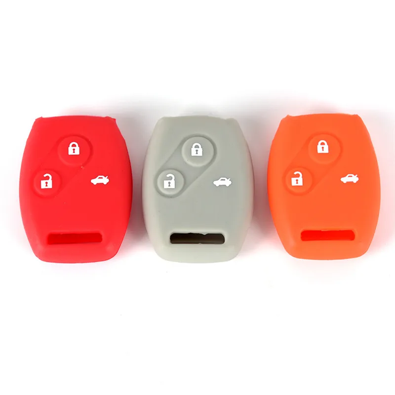 

New Car Styling Colorful 2 Buttons Silicone Skin Car Key Case Cover FOB For Honda CIVIC JAZZ Pilot Accord CR-V Key Case