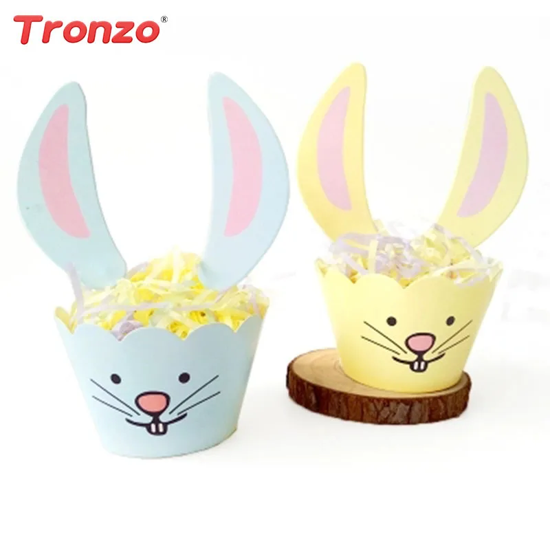 

Tronzo 12pcs Bunny Cupcake Wrapper Topper Birthday Party Decorations Kid Bunny Party Rabbit Ear Cake Topper Easter Decoration