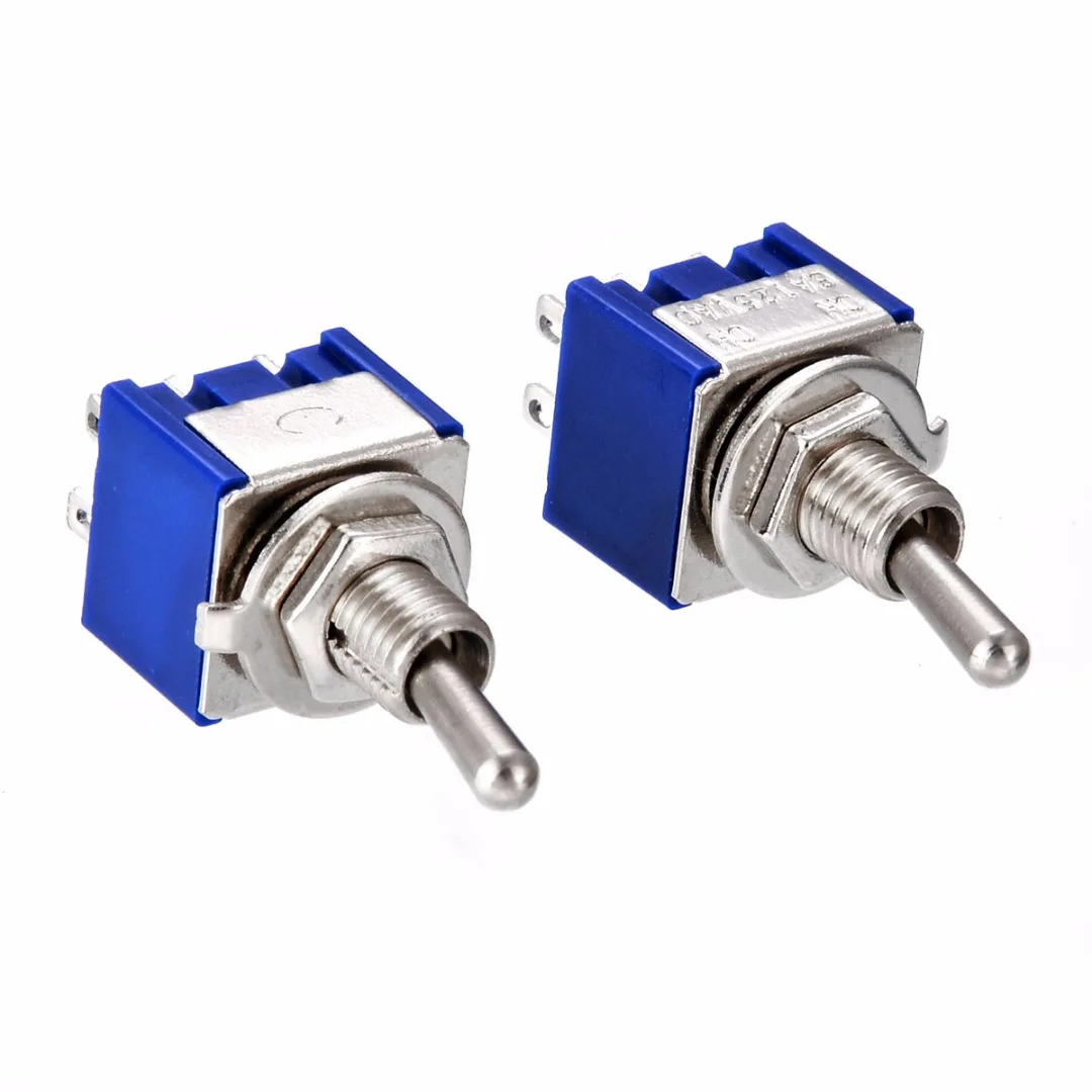 Blue Mini Toggle Switch 5Pcs/10Pcs MTS-202 6A 125V AC 6 Pin DPDT ON/ON 2 Positions Switches for Motor Or Switch Lights
