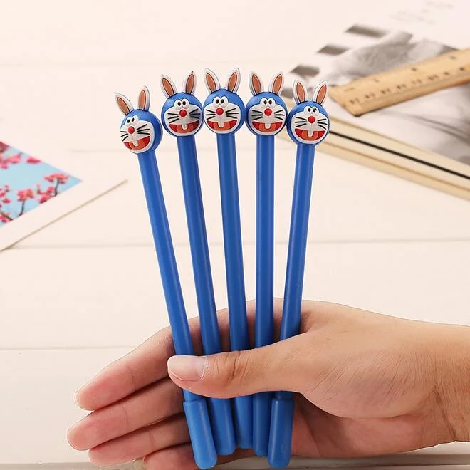 

24pcs/lot 3D Cross-dressing Doraemon design 0.38mm Black gel pen kawaii Signature pen funny gift office school Stationery supply