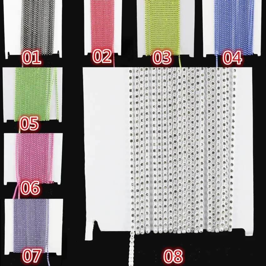 

DIY,1Yard,SS6,2mm,A Grade,Clear color,Glass Crystal Rhinestones,Banding Trim,8 color,Trim Plastic chain,bottom Wedding dresses