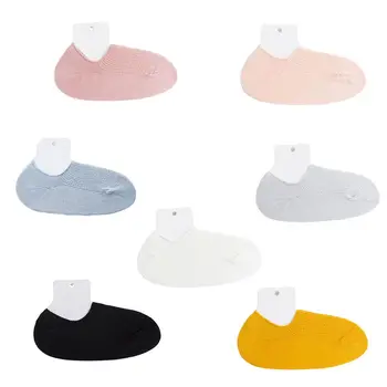 

Women Girls Summer Breathable Mesh Low Cut Invisible Boat Socks Sweet Candy Color Braided Knitted Non-Slip Silicone Heel Hosiery