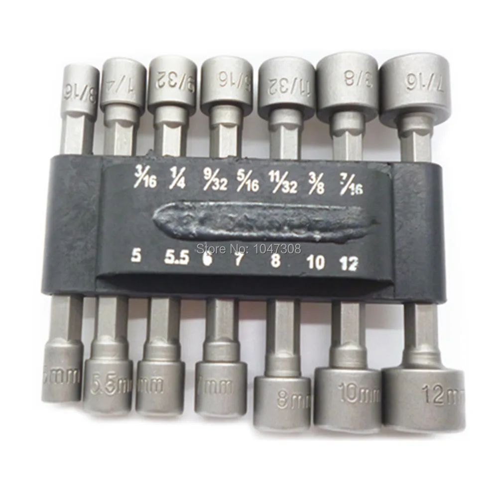 14 pc Power Nut Driver Bits Set SAE MM New 14 Drill in Belt Clip Holder New