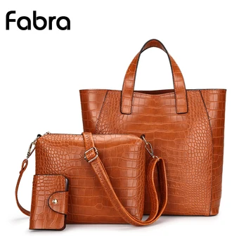 

Fabra Women Composite Shoulder Bags 3Pcs/Set Women Handbags Alligator Quality PU Leather Composite Messenger Bags