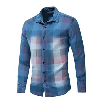 

Wholesale Cross-Border Spring And Summer Men's Cotton Long-Sleeved Shirt Plaid Shirt Men's Spring Clothing Plus Size Clothing