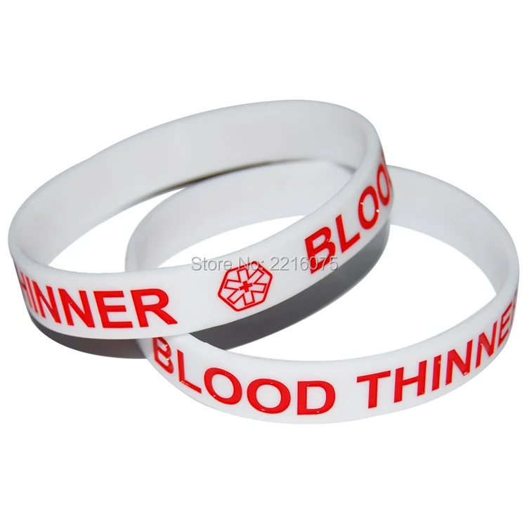 300pcs Medical Alert BLOOD THINNER silicone wristband rubber bracelets