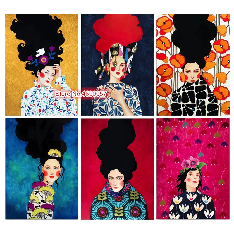 

5D Diamond Embroidery DIY Diamond Painting Abstract Girl Hair Flower Diamond Painting Cross Stitch Rhinestone Decoration