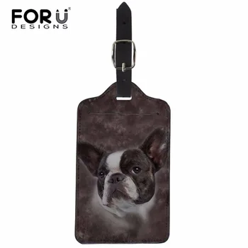 

FORUDESIGNS French Bulldog Luggage Label Travel Luggage Suitcase Luggage Tags Identity Address Name ID Card Portable Label