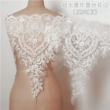

Export European luxury cotton car bone lace accessories handmade diy bridal wedding dress fabric white