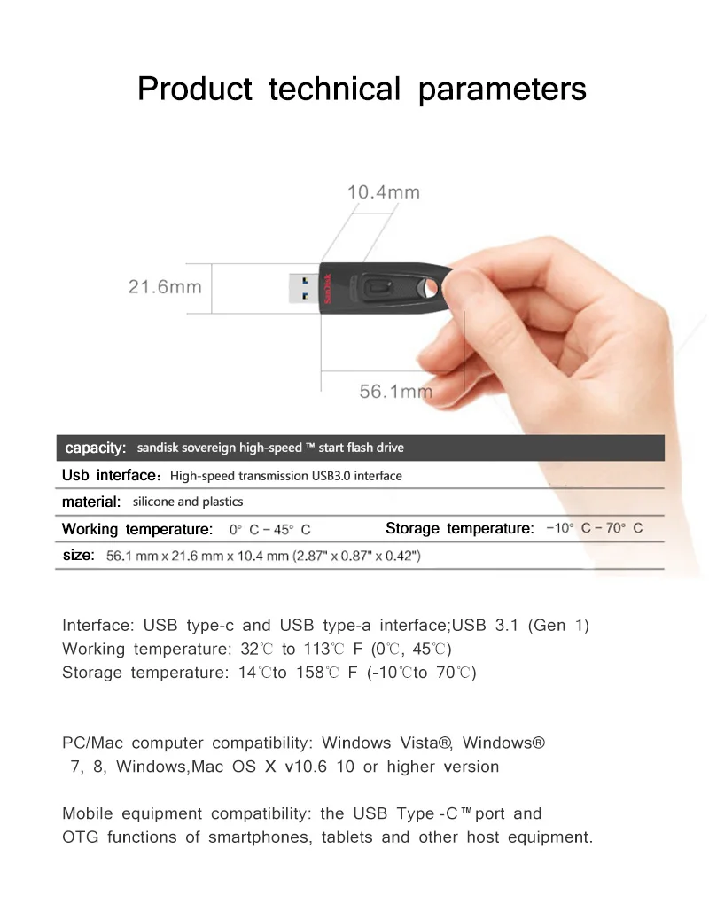 Двойной Флеш-накопитель SanDisk Ultra флеш-накопитель USB 3,0 флэш-накопитель 16 Гб 64 Гб 128 ГБ 256 ГБ флэш-накопитель 100 МБ/с. USB флэш-накопитель для настольного компьютера ноутбука U диск