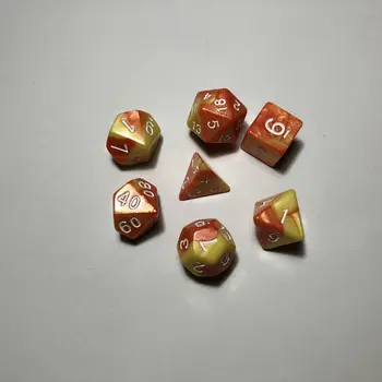 

Free shipping NEW High Quality 14PCS D4 D6 D8 D10 D10 D12 D20 mixed two colors dice orange+yellow for board game accessories